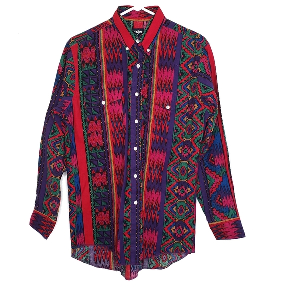 Wrangler Other - Wrangler Vintage Cowboy Cut Southwestern Button Up